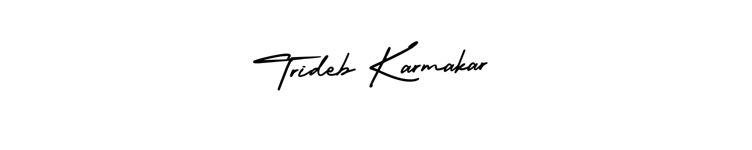 Also You can easily find your signature by using the search form. We will create Trideb Karmakar name handwritten signature images for you free of cost using AmerikaSignatureDemo-Regular sign style. Trideb Karmakar signature style 3 images and pictures png