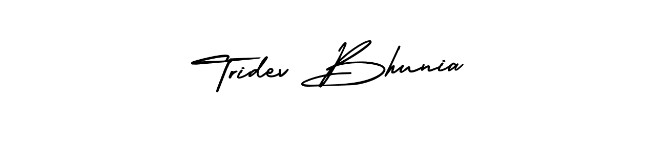 AmerikaSignatureDemo-Regular is a professional signature style that is perfect for those who want to add a touch of class to their signature. It is also a great choice for those who want to make their signature more unique. Get Tridev Bhunia name to fancy signature for free. Tridev Bhunia signature style 3 images and pictures png