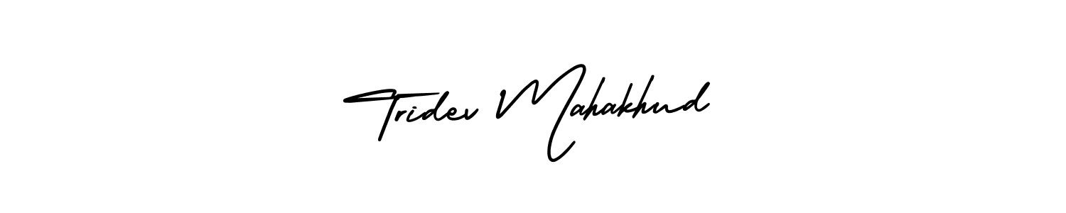 This is the best signature style for the Tridev Mahakhud name. Also you like these signature font (AmerikaSignatureDemo-Regular). Mix name signature. Tridev Mahakhud signature style 3 images and pictures png
