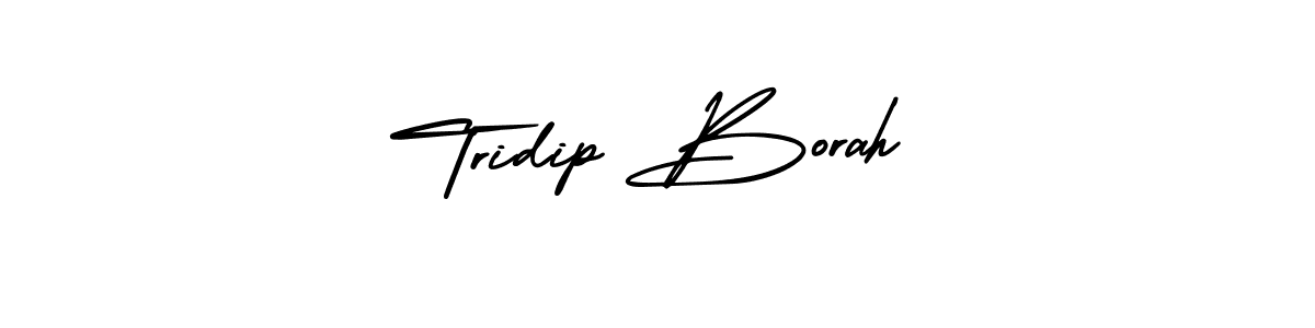 You should practise on your own different ways (AmerikaSignatureDemo-Regular) to write your name (Tridip Borah) in signature. don't let someone else do it for you. Tridip Borah signature style 3 images and pictures png