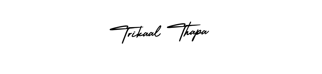 This is the best signature style for the Trikaal Thapa name. Also you like these signature font (AmerikaSignatureDemo-Regular). Mix name signature. Trikaal Thapa signature style 3 images and pictures png