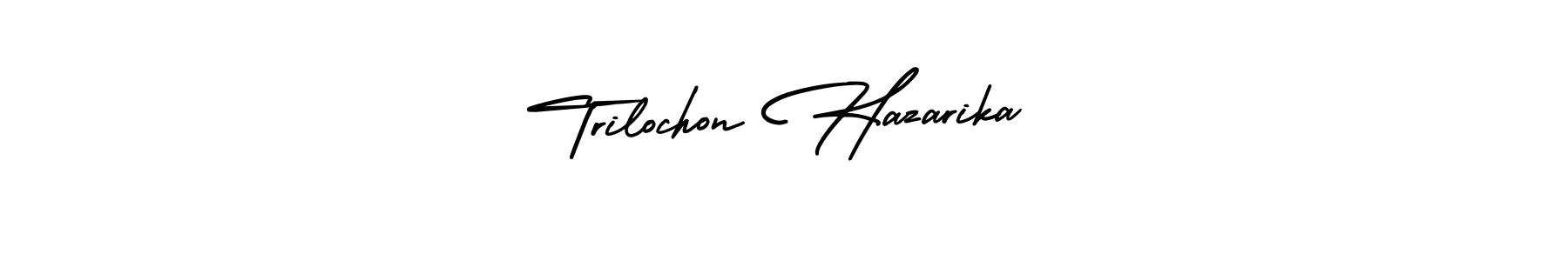 The best way (AmerikaSignatureDemo-Regular) to make a short signature is to pick only two or three words in your name. The name Trilochon Hazarika include a total of six letters. For converting this name. Trilochon Hazarika signature style 3 images and pictures png