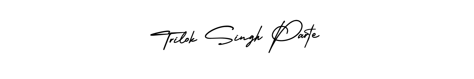 The best way (AmerikaSignatureDemo-Regular) to make a short signature is to pick only two or three words in your name. The name Trilok Singh Parte include a total of six letters. For converting this name. Trilok Singh Parte signature style 3 images and pictures png