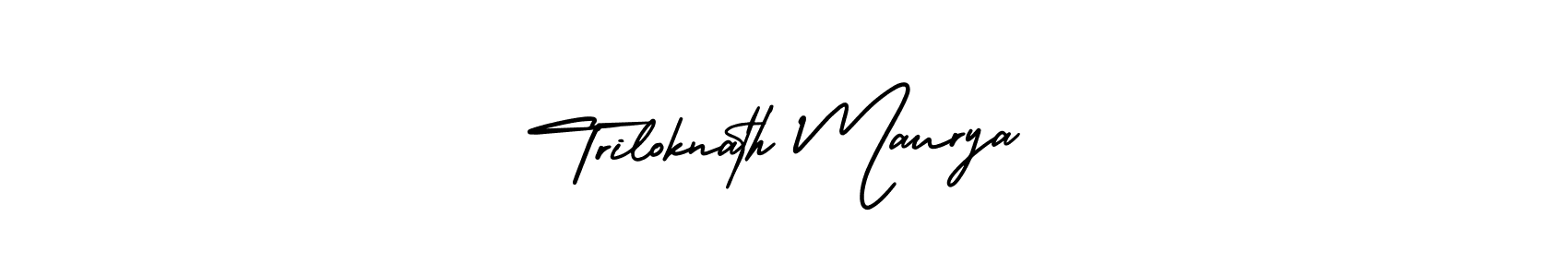 You should practise on your own different ways (AmerikaSignatureDemo-Regular) to write your name (Triloknath Maurya) in signature. don't let someone else do it for you. Triloknath Maurya signature style 3 images and pictures png