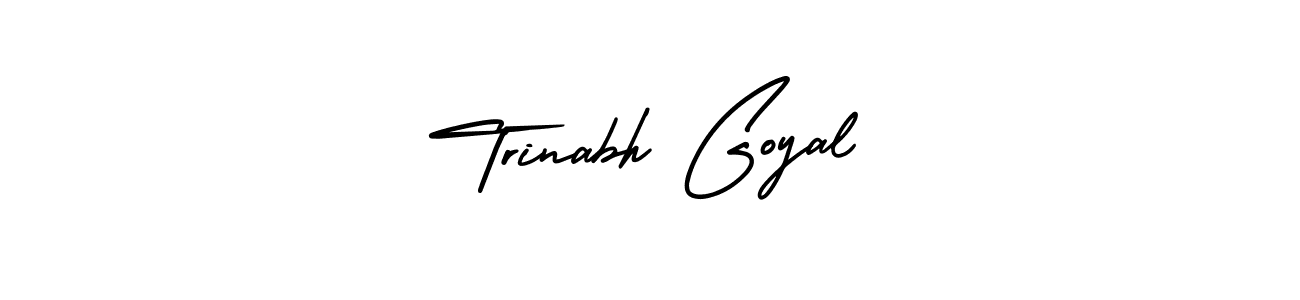 You should practise on your own different ways (AmerikaSignatureDemo-Regular) to write your name (Trinabh Goyal) in signature. don't let someone else do it for you. Trinabh Goyal signature style 3 images and pictures png