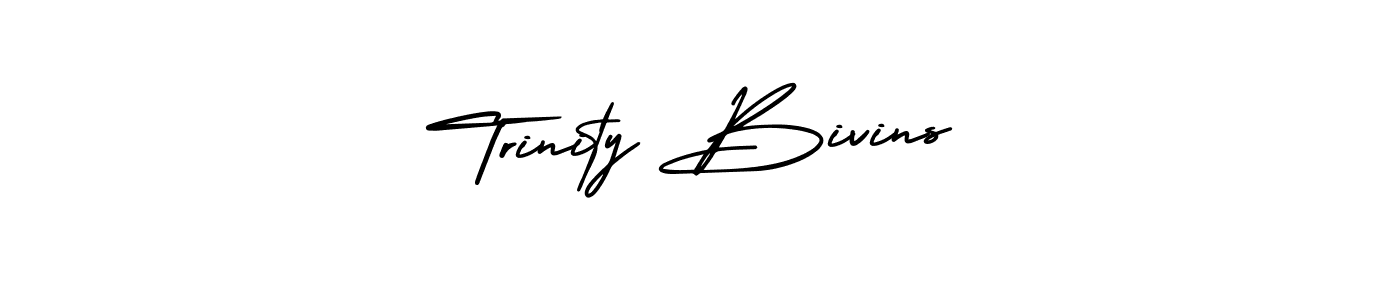 You should practise on your own different ways (AmerikaSignatureDemo-Regular) to write your name (Trinity Bivins) in signature. don't let someone else do it for you. Trinity Bivins signature style 3 images and pictures png