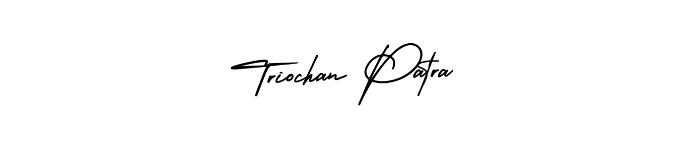 The best way (AmerikaSignatureDemo-Regular) to make a short signature is to pick only two or three words in your name. The name Triochan Patra include a total of six letters. For converting this name. Triochan Patra signature style 3 images and pictures png