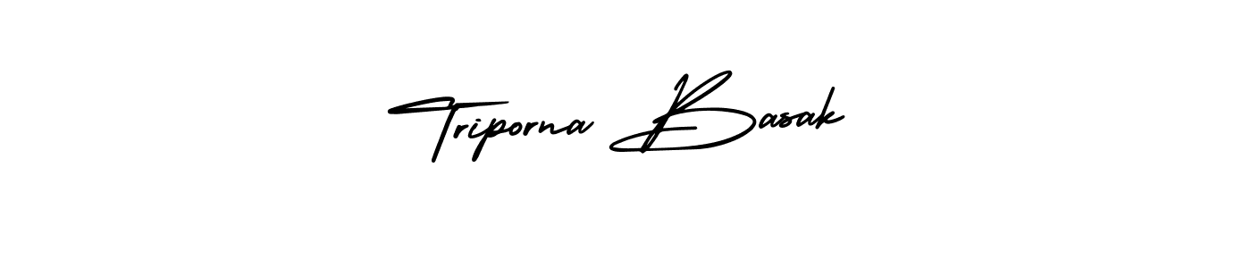 You should practise on your own different ways (AmerikaSignatureDemo-Regular) to write your name (Triporna Basak) in signature. don't let someone else do it for you. Triporna Basak signature style 3 images and pictures png
