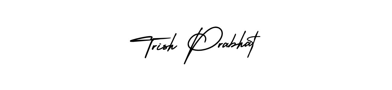 The best way (AmerikaSignatureDemo-Regular) to make a short signature is to pick only two or three words in your name. The name Trish Prabhat include a total of six letters. For converting this name. Trish Prabhat signature style 3 images and pictures png