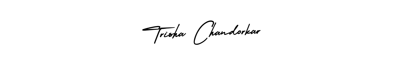The best way (AmerikaSignatureDemo-Regular) to make a short signature is to pick only two or three words in your name. The name Trisha Chandorkar include a total of six letters. For converting this name. Trisha Chandorkar signature style 3 images and pictures png