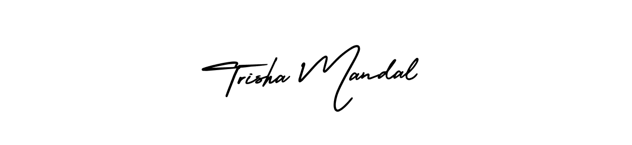 You should practise on your own different ways (AmerikaSignatureDemo-Regular) to write your name (Trisha Mandal) in signature. don't let someone else do it for you. Trisha Mandal signature style 3 images and pictures png