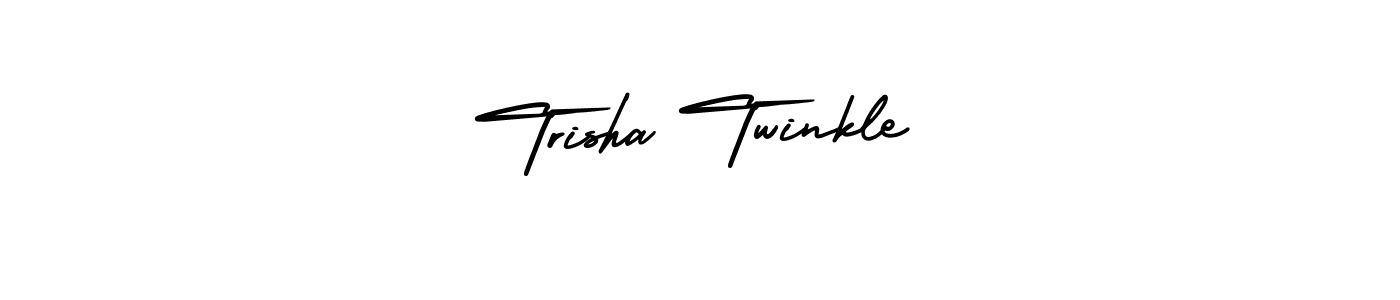 You should practise on your own different ways (AmerikaSignatureDemo-Regular) to write your name (Trisha Twinkle) in signature. don't let someone else do it for you. Trisha Twinkle signature style 3 images and pictures png