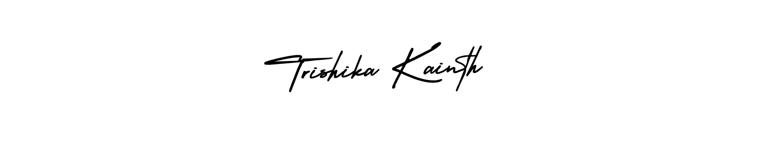 How to Draw Trishika Kainth signature style? AmerikaSignatureDemo-Regular is a latest design signature styles for name Trishika Kainth. Trishika Kainth signature style 3 images and pictures png