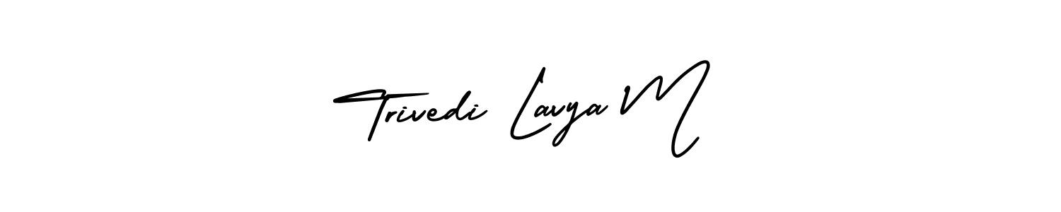 How to make Trivedi Lavya M name signature. Use AmerikaSignatureDemo-Regular style for creating short signs online. This is the latest handwritten sign. Trivedi Lavya M signature style 3 images and pictures png