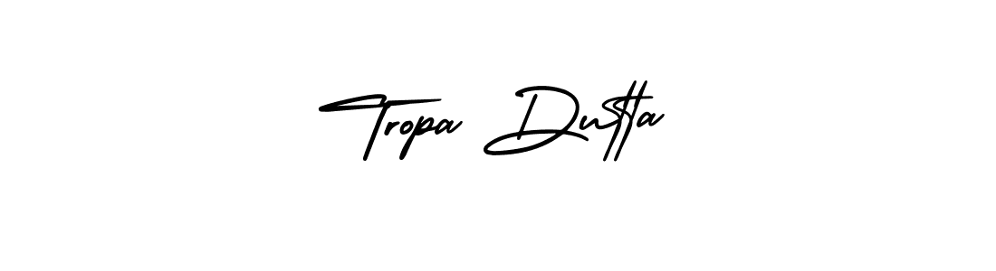 The best way (AmerikaSignatureDemo-Regular) to make a short signature is to pick only two or three words in your name. The name Tropa Dutta include a total of six letters. For converting this name. Tropa Dutta signature style 3 images and pictures png