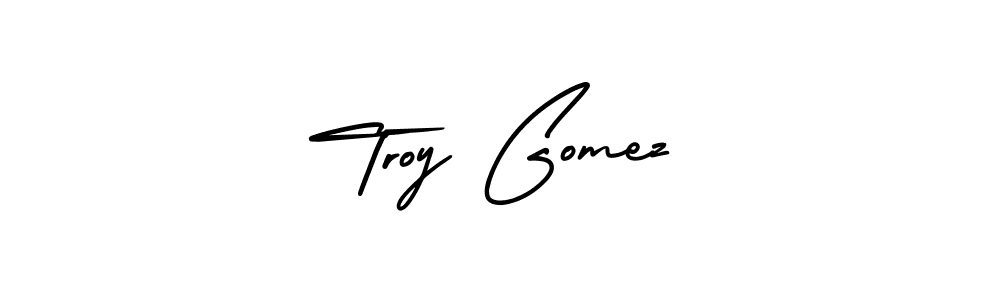 This is the best signature style for the Troy Gomez name. Also you like these signature font (AmerikaSignatureDemo-Regular). Mix name signature. Troy Gomez signature style 3 images and pictures png