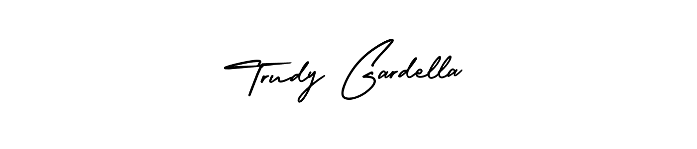 You should practise on your own different ways (AmerikaSignatureDemo-Regular) to write your name (Trudy Gardella) in signature. don't let someone else do it for you. Trudy Gardella signature style 3 images and pictures png