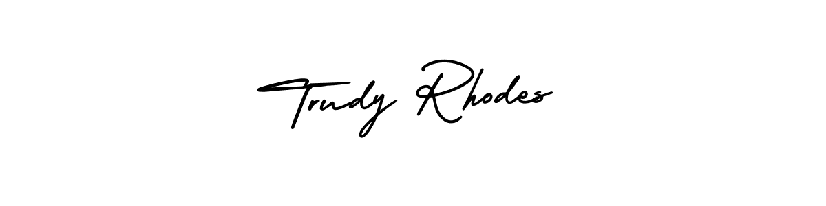 AmerikaSignatureDemo-Regular is a professional signature style that is perfect for those who want to add a touch of class to their signature. It is also a great choice for those who want to make their signature more unique. Get Trudy Rhodes name to fancy signature for free. Trudy Rhodes signature style 3 images and pictures png