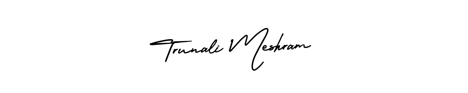 How to make Trunali Meshram signature? AmerikaSignatureDemo-Regular is a professional autograph style. Create handwritten signature for Trunali Meshram name. Trunali Meshram signature style 3 images and pictures png