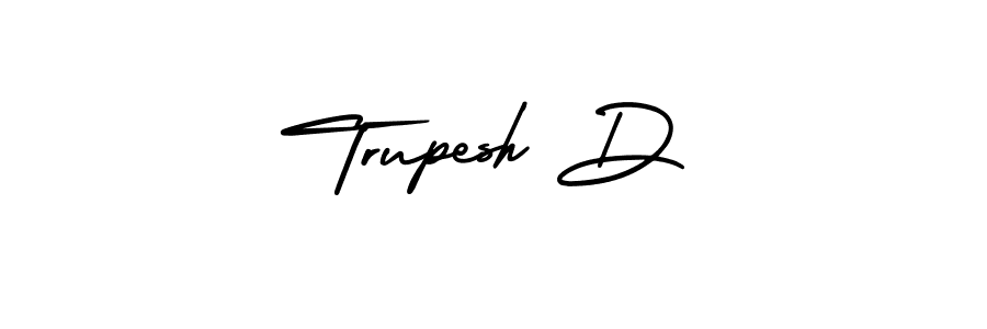 How to make Trupesh D name signature. Use AmerikaSignatureDemo-Regular style for creating short signs online. This is the latest handwritten sign. Trupesh D signature style 3 images and pictures png