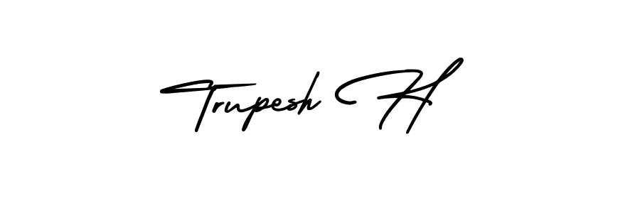How to make Trupesh H signature? AmerikaSignatureDemo-Regular is a professional autograph style. Create handwritten signature for Trupesh H name. Trupesh H signature style 3 images and pictures png