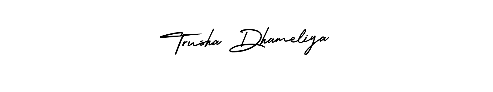 You can use this online signature creator to create a handwritten signature for the name Trusha Dhameliya. This is the best online autograph maker. Trusha Dhameliya signature style 3 images and pictures png
