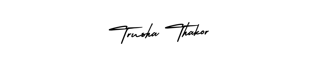 Make a beautiful signature design for name Trusha Thakor. With this signature (AmerikaSignatureDemo-Regular) style, you can create a handwritten signature for free. Trusha Thakor signature style 3 images and pictures png