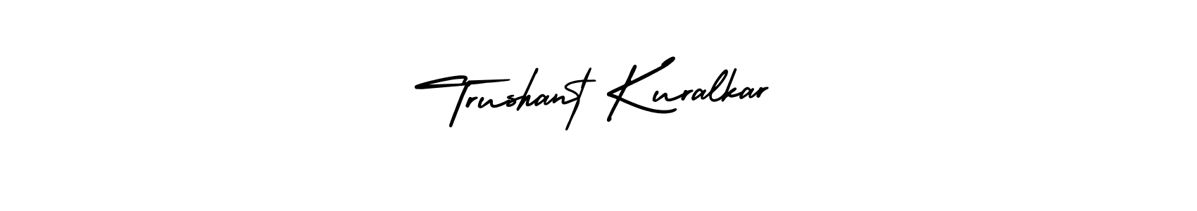 This is the best signature style for the Trushant Kuralkar name. Also you like these signature font (AmerikaSignatureDemo-Regular). Mix name signature. Trushant Kuralkar signature style 3 images and pictures png