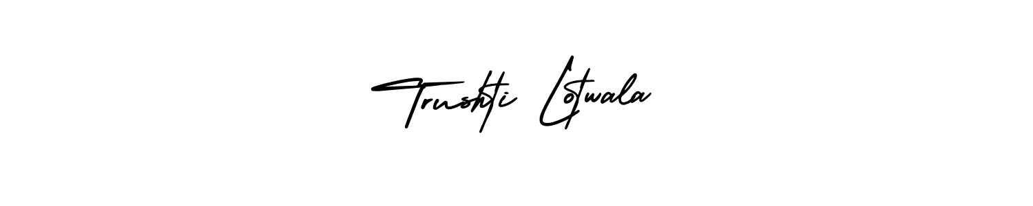 How to make Trushti Lotwala signature? AmerikaSignatureDemo-Regular is a professional autograph style. Create handwritten signature for Trushti Lotwala name. Trushti Lotwala signature style 3 images and pictures png