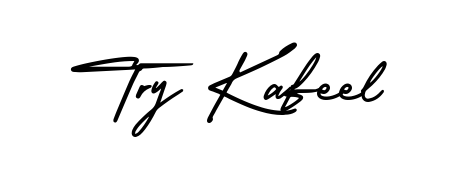 The AmerikaSignatureDemo-Regular typeface gives name Try Kafeel a refined look. Suitable for certificates, diplomas, and official verification. Try Kafeel signature style 3 images and pictures png