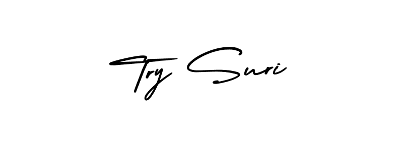 You should practise on your own different ways (AmerikaSignatureDemo-Regular) to write your name (Try Suri) in signature. don't let someone else do it for you. Try Suri signature style 3 images and pictures png