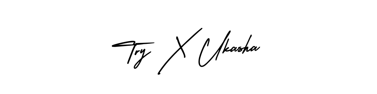 The best way (AmerikaSignatureDemo-Regular) to make a short signature is to pick only two or three words in your name. The name Try X Ukasha include a total of six letters. For converting this name. Try X Ukasha signature style 3 images and pictures png