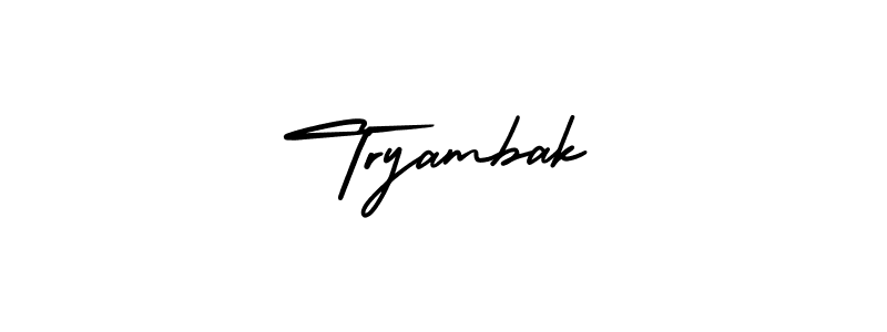 How to make Tryambak name signature. Use AmerikaSignatureDemo-Regular style for creating short signs online. This is the latest handwritten sign. Tryambak signature style 3 images and pictures png