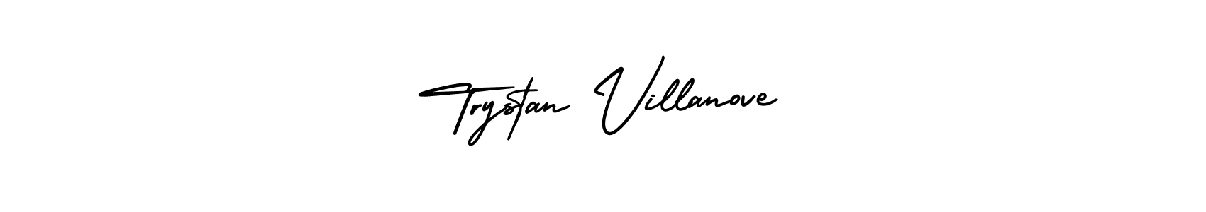 The best way (AmerikaSignatureDemo-Regular) to make a short signature is to pick only two or three words in your name. The name Trystan Villanove include a total of six letters. For converting this name. Trystan Villanove signature style 3 images and pictures png