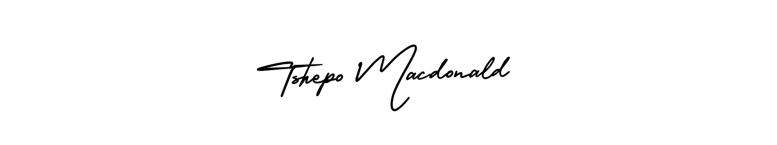 You should practise on your own different ways (AmerikaSignatureDemo-Regular) to write your name (Tshepo Macdonald) in signature. don't let someone else do it for you. Tshepo Macdonald signature style 3 images and pictures png
