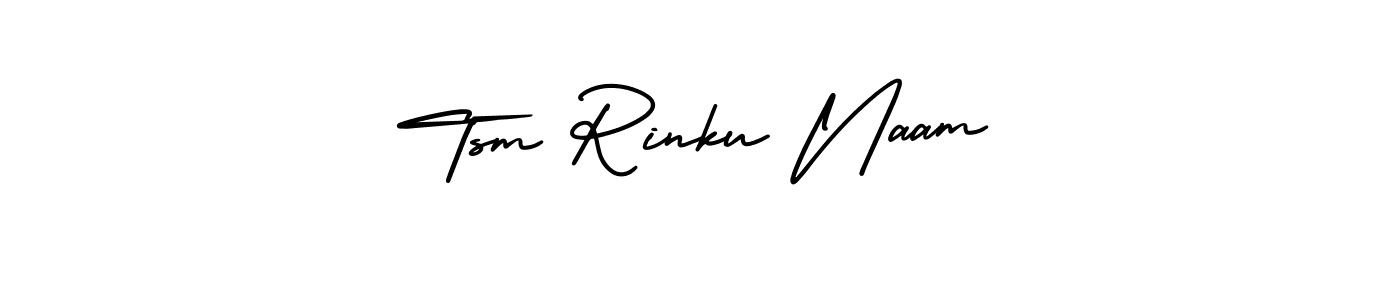 AmerikaSignatureDemo-Regular is a professional signature style that is perfect for those who want to add a touch of class to their signature. It is also a great choice for those who want to make their signature more unique. Get Tsm Rinku Naam name to fancy signature for free. Tsm Rinku Naam signature style 3 images and pictures png