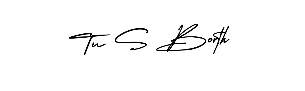 You should practise on your own different ways (AmerikaSignatureDemo-Regular) to write your name (Tu S Borth) in signature. don't let someone else do it for you. Tu S Borth signature style 3 images and pictures png