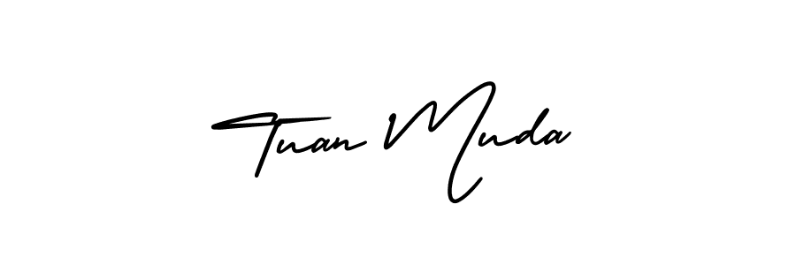 You should practise on your own different ways (AmerikaSignatureDemo-Regular) to write your name (Tuan Muda) in signature. don't let someone else do it for you. Tuan Muda signature style 3 images and pictures png