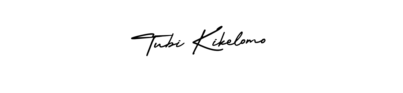 You should practise on your own different ways (AmerikaSignatureDemo-Regular) to write your name (Tubi Kikelomo) in signature. don't let someone else do it for you. Tubi Kikelomo signature style 3 images and pictures png