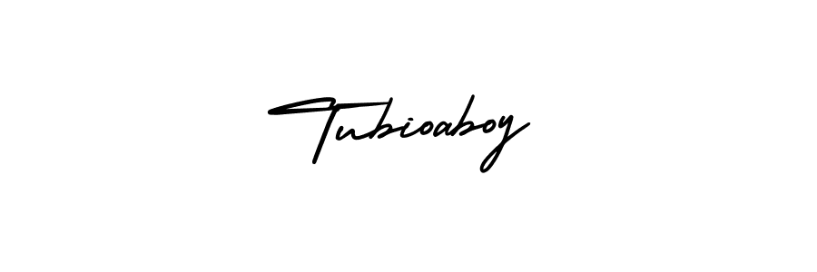 You should practise on your own different ways (AmerikaSignatureDemo-Regular) to write your name (Tubioaboy) in signature. don't let someone else do it for you. Tubioaboy signature style 3 images and pictures png