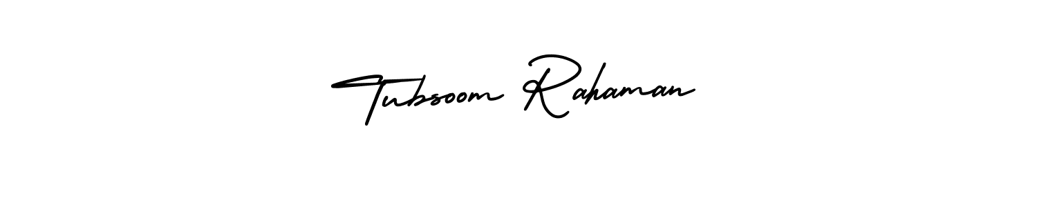 Use a signature maker to create a handwritten signature online. With this signature software, you can design (AmerikaSignatureDemo-Regular) your own signature for name Tubsoom Rahaman. Tubsoom Rahaman signature style 3 images and pictures png