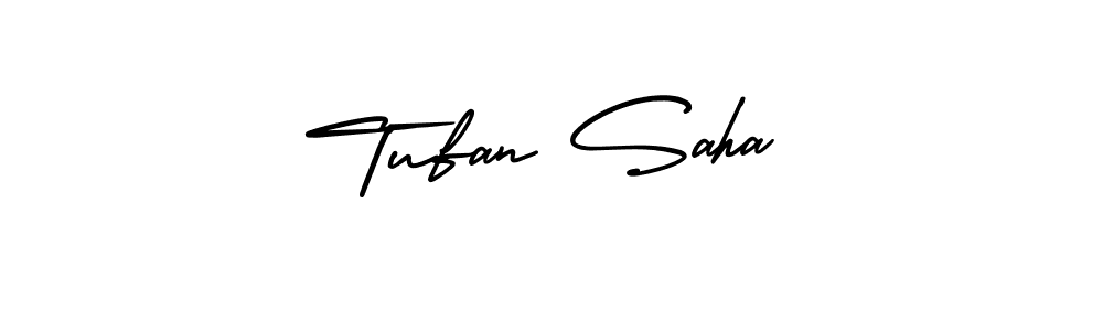 The best way (AmerikaSignatureDemo-Regular) to make a short signature is to pick only two or three words in your name. The name Tufan Saha include a total of six letters. For converting this name. Tufan Saha signature style 3 images and pictures png