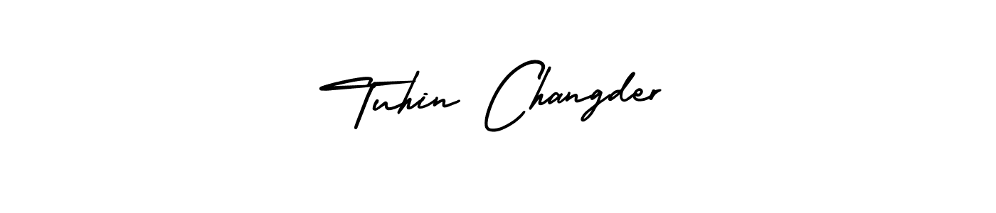 AmerikaSignatureDemo-Regular is a professional signature style that is perfect for those who want to add a touch of class to their signature. It is also a great choice for those who want to make their signature more unique. Get Tuhin Changder name to fancy signature for free. Tuhin Changder signature style 3 images and pictures png