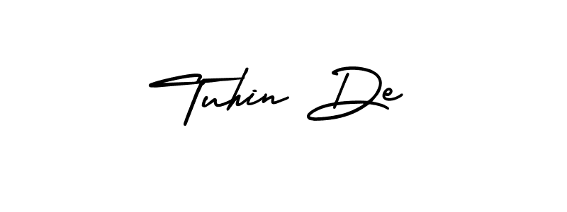 The best way (AmerikaSignatureDemo-Regular) to make a short signature is to pick only two or three words in your name. The name Tuhin De include a total of six letters. For converting this name. Tuhin De signature style 3 images and pictures png