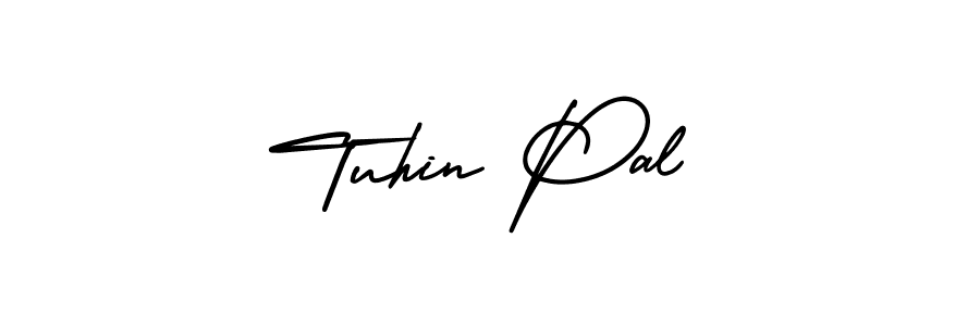 The best way (AmerikaSignatureDemo-Regular) to make a short signature is to pick only two or three words in your name. The name Tuhin Pal include a total of six letters. For converting this name. Tuhin Pal signature style 3 images and pictures png