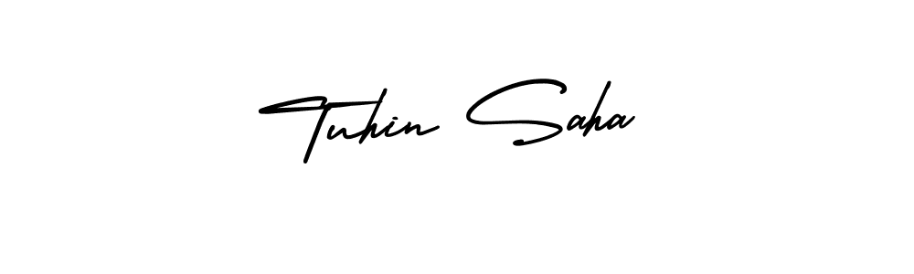 Tuhin Saha stylish signature style. Best Handwritten Sign (AmerikaSignatureDemo-Regular) for my name. Handwritten Signature Collection Ideas for my name Tuhin Saha. Tuhin Saha signature style 3 images and pictures png