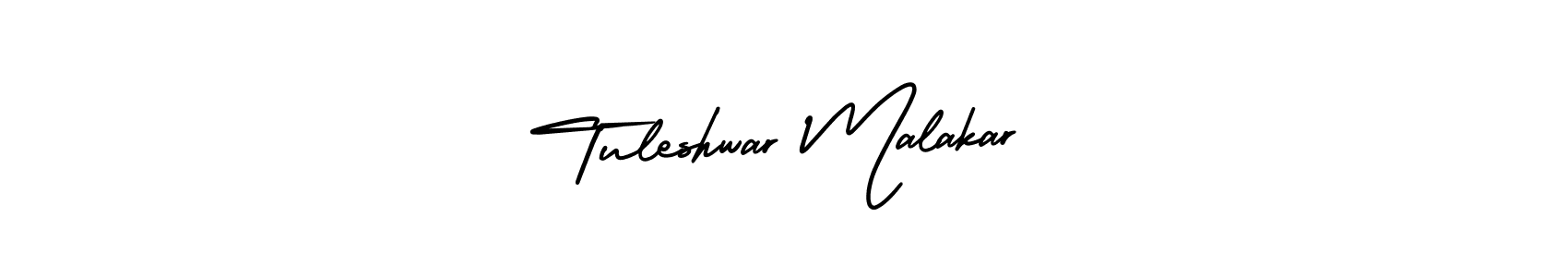 The best way (AmerikaSignatureDemo-Regular) to make a short signature is to pick only two or three words in your name. The name Tuleshwar Malakar include a total of six letters. For converting this name. Tuleshwar Malakar signature style 3 images and pictures png