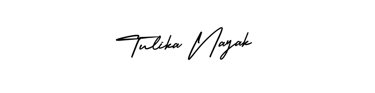 The best way (AmerikaSignatureDemo-Regular) to make a short signature is to pick only two or three words in your name. The name Tulika Nayak include a total of six letters. For converting this name. Tulika Nayak signature style 3 images and pictures png