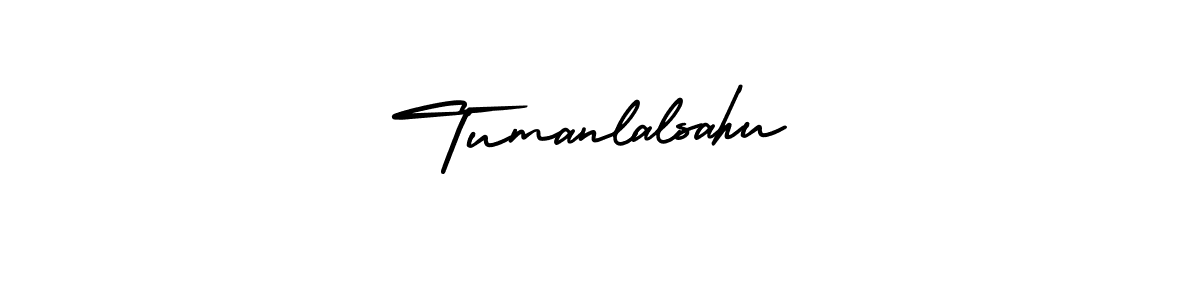 The best way (AmerikaSignatureDemo-Regular) to make a short signature is to pick only two or three words in your name. The name Tumanlalsahu include a total of six letters. For converting this name. Tumanlalsahu signature style 3 images and pictures png