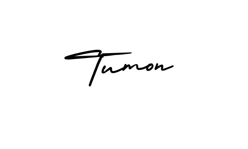 Use a signature maker to create a handwritten signature online. With this signature software, you can design (AmerikaSignatureDemo-Regular) your own signature for name Tumon. Tumon signature style 3 images and pictures png